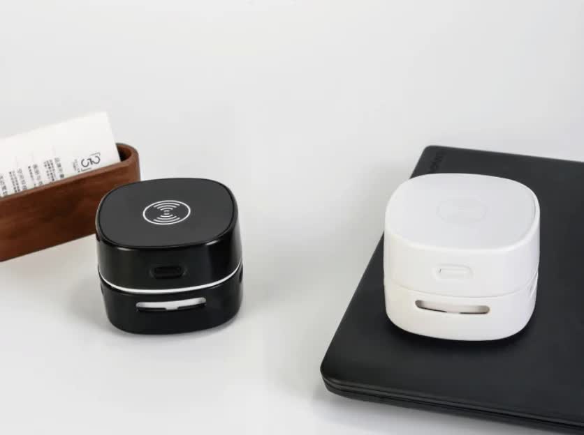 Desk Vacuum Cleaner - Mini Vacuum Cleaner - Table Vacuum Cleaner - Handheld Vacuum Cleaner - Wireless Charger - 2 in 1 - USB Rechargeable - Portable Vacuum Cleaner - Desk Accessories - Gadget - Keyboard Cleaner - Compact - Phone Charger - White - 1 Piece - Image 8