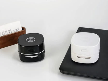 Desk Vacuum Cleaner - Mini Vacuum Cleaner - Table Vacuum Cleaner - Handheld Vacuum Cleaner - Wireless Charger - 2 in 1 - USB Rechargeable - Portable Vacuum Cleaner - Desk Accessories - Gadget - Keyboard Cleaner - Compact - Phone Charger - White - 1 Piece - Image 8