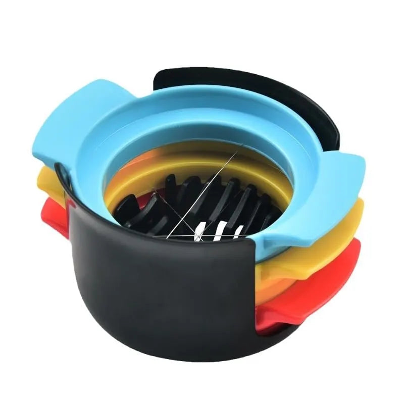 3-in-1 Stainless Steel Egg Slicer, Multi-Function Cutter for Hard-Boiled Eggs, Mushrooms, Strawberries and Soft Fruits