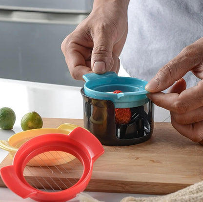 Egg Slicer - Multifunctional Egg Slicer - 3 in 1 Egg Slicer - Egg Splitter - Mushroom Slicer - Kitchen Aid - Cutting Aid - Kitchen Utensils - Stainless Steel Egg Slicer - Fruit Slicer - Strawberry Slicer - Kitchen Gadget - Kitchen Accessories - Colorful - - Image 4