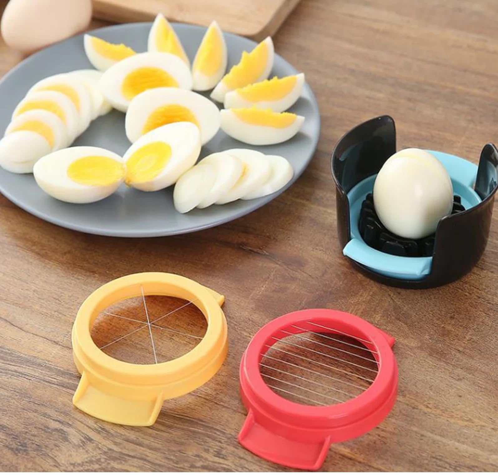 Egg Slicer - Multifunctional Egg Slicer - 3 in 1 Egg Slicer - Egg Splitter - Mushroom Slicer - Kitchen Aid - Cutting Aid - Kitchen Utensils - Stainless Steel Egg Slicer - Fruit Slicer - Strawberry Slicer - Kitchen Gadget - Kitchen Accessories - Colorful - - Image 5