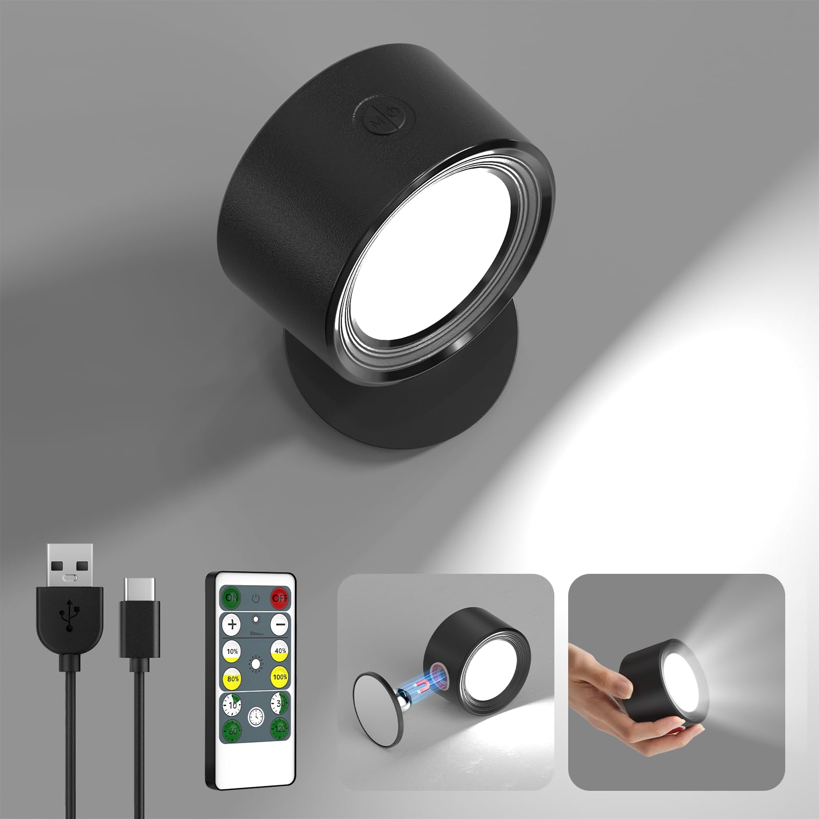 Night Light - Table Lamp - Bedside Lamp - Mood Lamp - Wireless Table Lamp - Rechargeable Lamp - LED Night Lamp - Touch Lamp - Dimmable Lamp - Desk Lamp - Mood Lighting - Portable Lamp - Bedroom Lamp - Modern Design - USB Rechargeable - Black - 1 Piece - Image 7