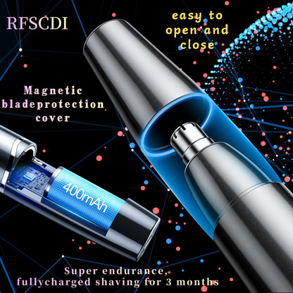 Nose Trimmer - 5-in-1 Rechargeable - Nose & Ear Hair Trimmer - IPX7 Waterproof - Two-Blade Trimming Set, Unisex, for Nose, Eyebrow, Beard, Bikini Line & Facial Hair Removal (Black) - Image 5