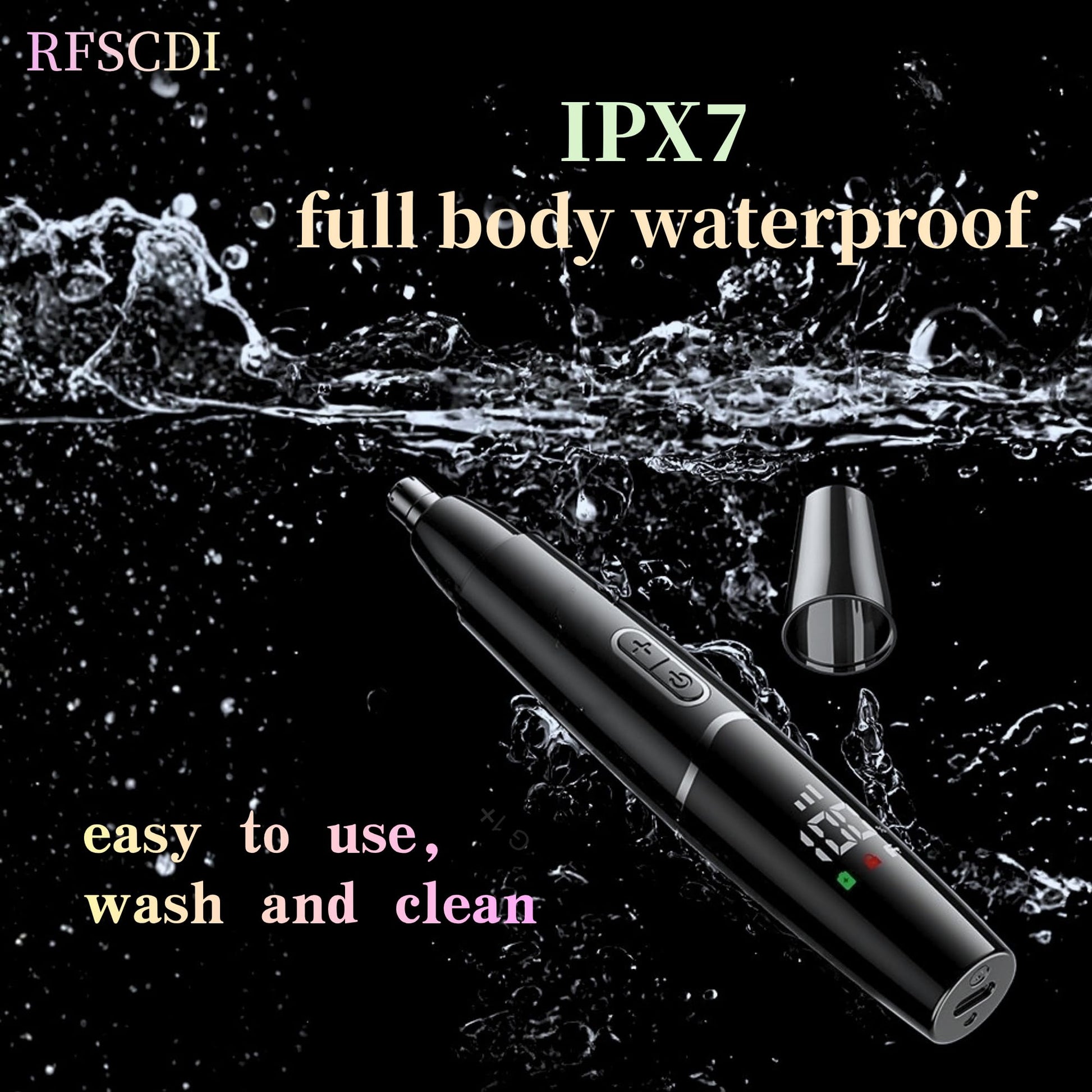 Nose Trimmer - 5-in-1 Rechargeable - Nose & Ear Hair Trimmer - IPX7 Waterproof - Two-Blade Trimming Set, Unisex, for Nose, Eyebrow, Beard, Bikini Line & Facial Hair Removal (Black) - Image 8