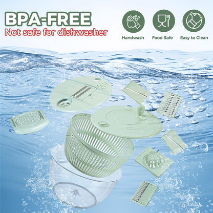 Vegetable Slicer - Salad Spinner - Mandoline - Salad Spinner - Multifunctional Vegetable Slicer - Vegetable Cutter Set - Grater - Kitchen Aid - Kitchen Utensil - Julienne Slicer - Vegetable Grater - Kitchen Gadget - Shredder - Mint Green - Lettuce Slicer  - Image 4