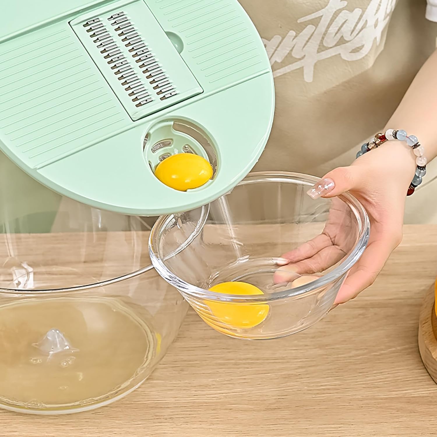 Vegetable Slicer - Salad Spinner - Mandoline - Salad Spinner - Multifunctional Vegetable Slicer - Vegetable Cutter Set - Grater - Kitchen Aid - Kitchen Utensil - Julienne Slicer - Vegetable Grater - Kitchen Gadget - Shredder - Mint Green - Lettuce Slicer  - Image 5