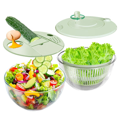 Vegetable Slicer - Salad Spinner - Mandoline - Salad Spinner - Multifunctional Vegetable Slicer - Vegetable Cutter Set - Grater - Kitchen Aid - Kitchen Utensil - Julienne Slicer - Vegetable Grater - Kitchen Gadget - Shredder - Mint Green - Lettuce Slicer  - Image 7