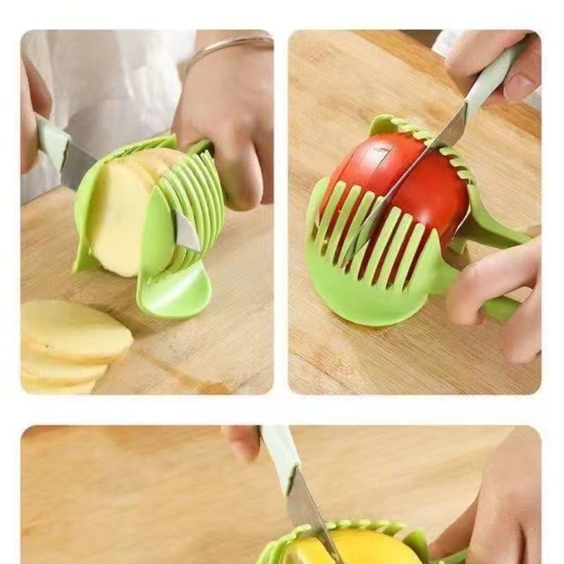 Onion Cutter - Tomato Cutter - Vegetable Cutter - Onion Comb - Cutting Aid - Potato Cutter - Kitchen Accessories - Lemon Cutter - Vegetable Holder - Fruit Cutter - Handy Kitchen Tools - Cutting Tools - Green - 1 Piece - Image 3