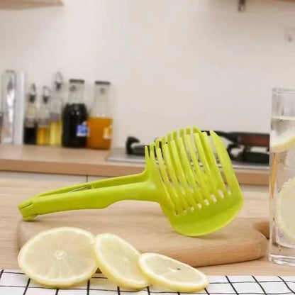 Multi-Function Vegetable Slicer with Safety Holder, Handheld Cutter for Onions, Tomatoes, Potatoes and Fruit, Green - Image 5