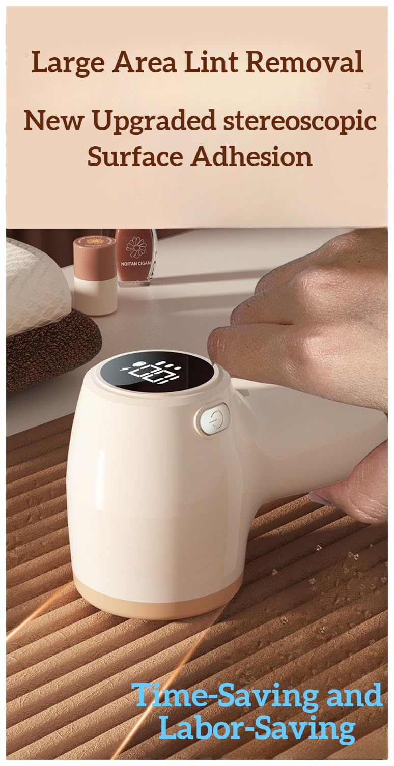 Lint Remover - Lint Trimmer - Lint Remover - Electric Lint Remover - Clothes Roller - Lint Brush - Rechargeable - LED Display - Cordless - Clothes Shaving - Lint Removal - Wool Comb - Beige - 1 Piece - Image 2