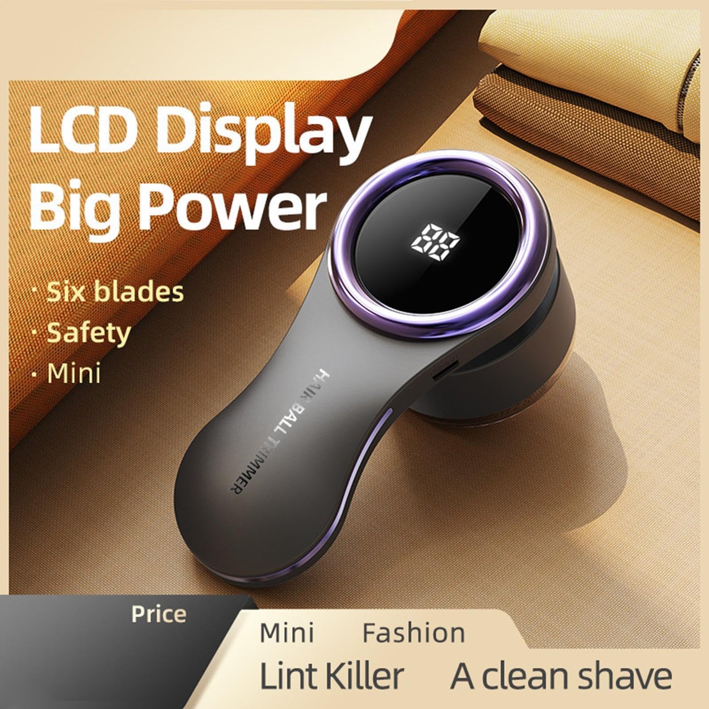 Lint Remover - Lint Trimmer - Lint Remover - Electric Lint Remover - Clothes Roller - Lint Brush - Rechargeable - LED Display - Cordless - Clothes Shaving - Lint Removal - Wool Comb - Large Head - Black - 1 Piece - Image 2