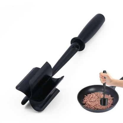 Minced Meat Ruller - Potato Masher - Meat Masher - Mashed Potatoes - Meat Chopper - Kitchen Utensils - Vegetable Masher - Hamburger Chopper - Mashed Potato Masher - Kitchen Tools - Meat Chopper - Heat Resistant - Spatula - Black - 1 Piece