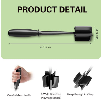 Minced Meat Ruller - Potato Masher - Meat Masher - Mashed Potatoes - Meat Chopper - Kitchen Utensils - Vegetable Masher - Hamburger Chopper - Mashed Potato Masher - Kitchen Tools - Meat Chopper - Heat Resistant - Spatula - Black - 1 Piece - Image 2