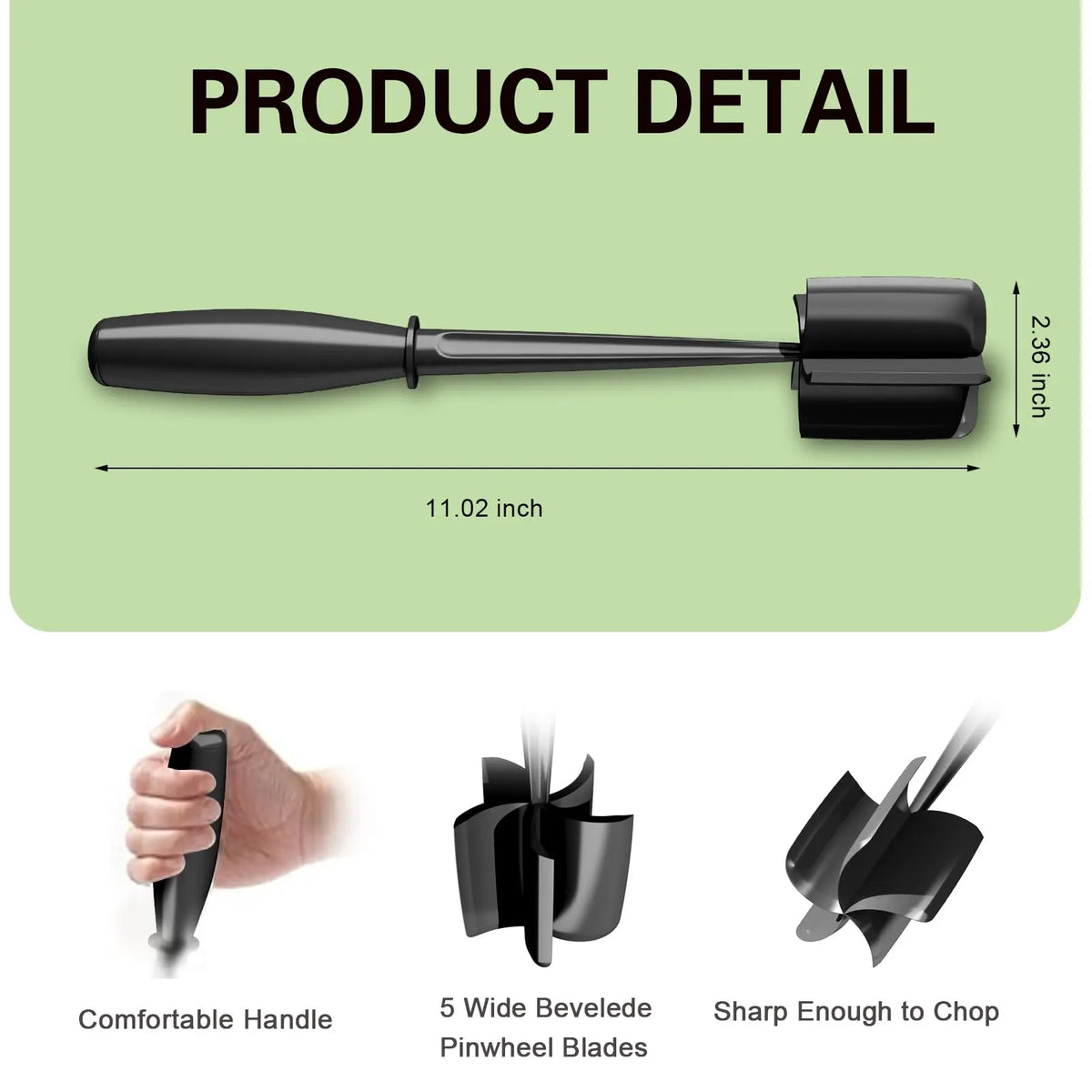 Minced Meat Ruller - Potato Masher - Meat Masher - Mashed Potatoes - Meat Chopper - Kitchen Utensils - Vegetable Masher - Hamburger Chopper - Mashed Potato Masher - Kitchen Tools - Meat Chopper - Heat Resistant - Spatula - Black - 1 Piece - Image 2