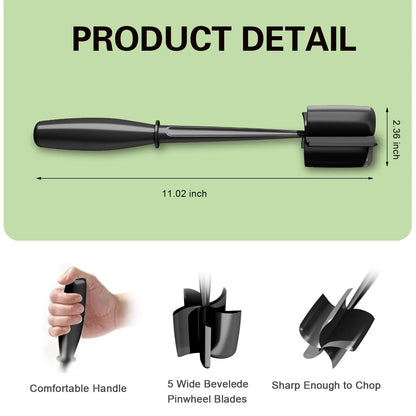 Minced Meat Ruller - Potato Masher - Meat Masher - Mashed Potatoes - Meat Chopper - Kitchen Utensils - Vegetable Masher - Hamburger Chopper - Mashed Potato Masher - Kitchen Tools - Meat Chopper - Heat Resistant - Spatula - Black - 1 Piece - Image 2