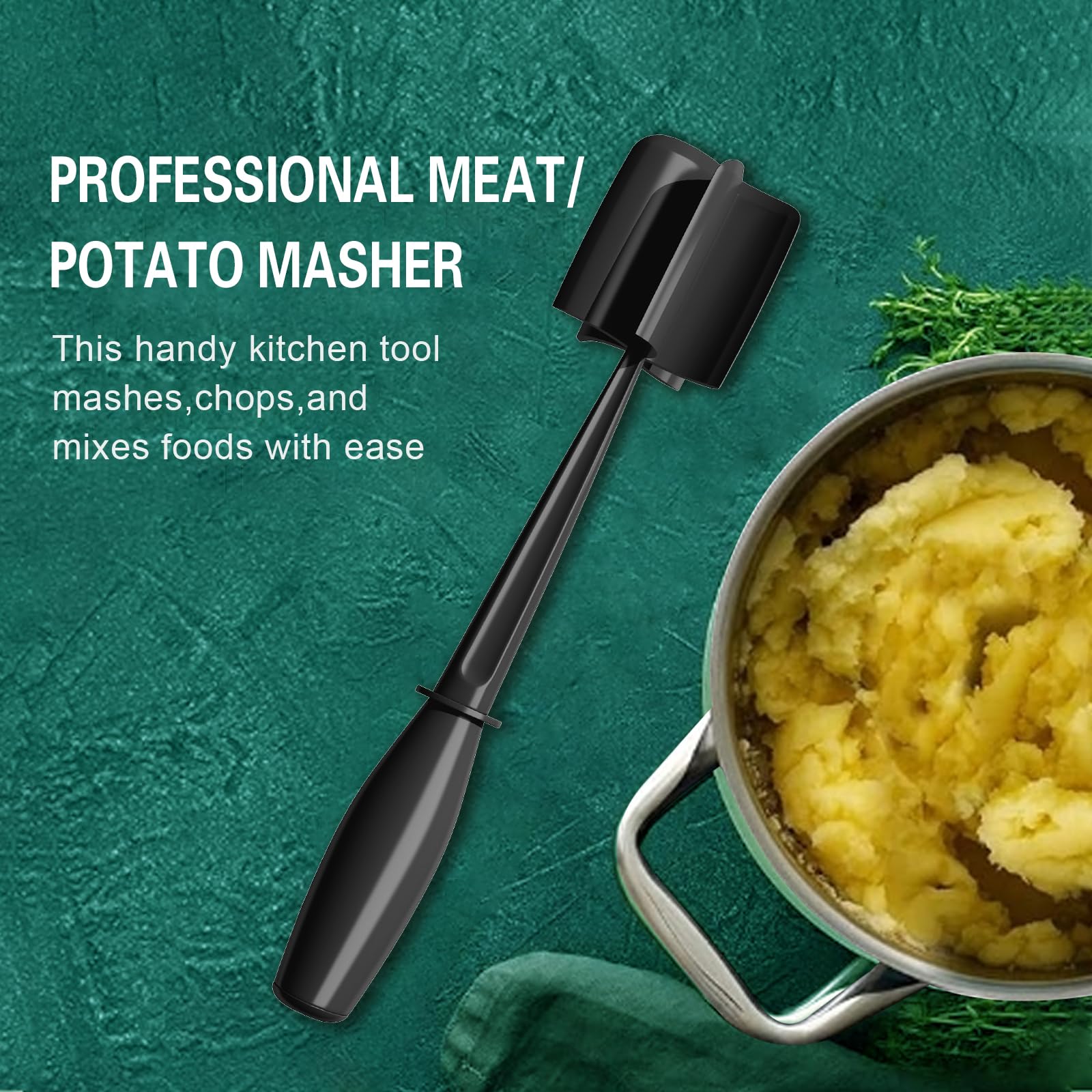 Minced Meat Ruller - Potato Masher - Meat Masher - Mashed Potatoes - Meat Chopper - Kitchen Utensils - Vegetable Masher - Hamburger Chopper - Mashed Potato Masher - Kitchen Tools - Meat Chopper - Heat Resistant - Spatula - Black - 1 Piece - Image 5