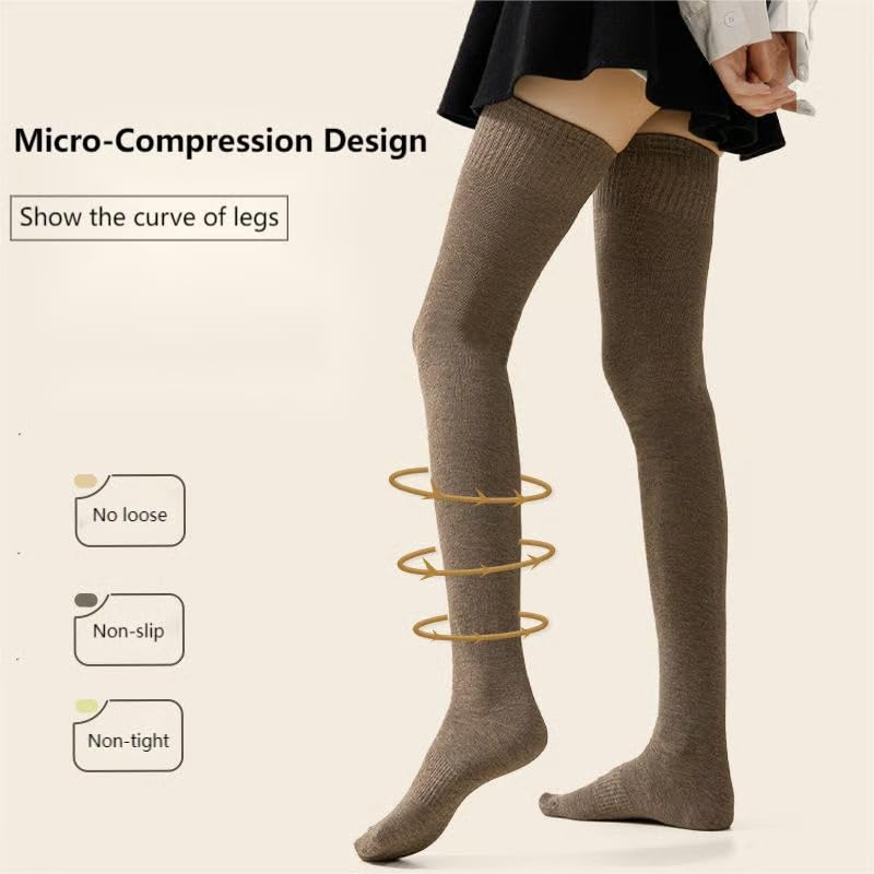 Overknee Socks Women - Knee Socks - Long Socks - Thigh High Socks - Leg Warmers - Winter Socks - Stockings - High Socks - Cotton Socks - Warm Socks - Long Knee Socks - Legwear - Women's Socks - House Socks - Multicolor - 5 Pairs - Image 3