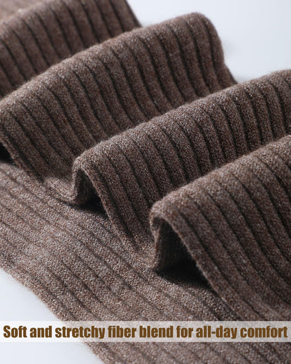 Knee Socks Women - Long Socks - Slouch Socks - Ribbed Socks - Drop-Down Socks - Winter Socks - Cotton - Leg Warmer Effect - High Socks - Warm House Socks - Women's Stockings - Ribbed Socks - Casual - Retro - Multicolor - 5 Pairs - Image 3