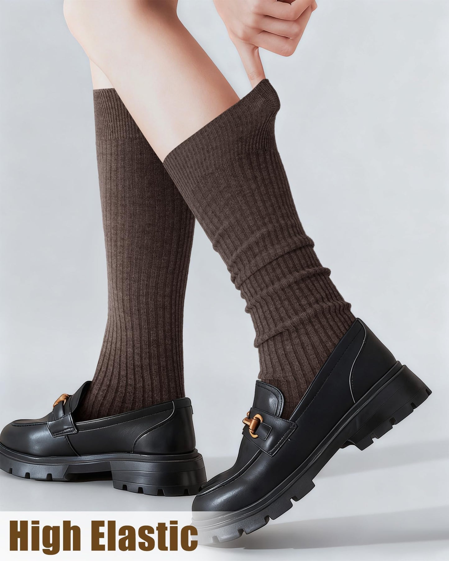 Knee Socks Women - Long Socks - Slouch Socks - Ribbed Socks - Drop-Down Socks - Winter Socks - Cotton - Leg Warmer Effect - High Socks - Warm House Socks - Women's Stockings - Ribbed Socks - Casual - Retro - Multicolor - 5 Pairs - Image 4