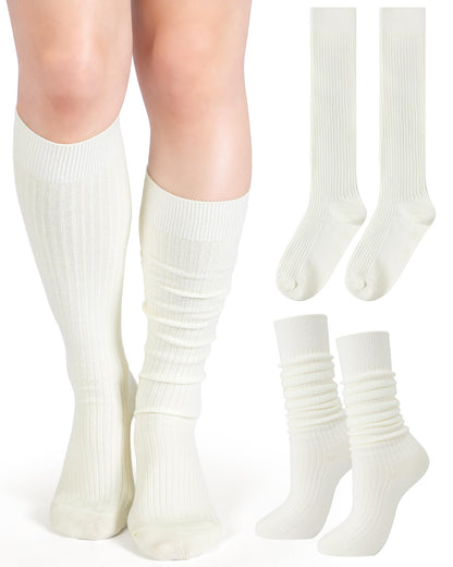 Knee Socks Women - Long Socks - Slouch Socks - Ribbed Socks - Drop-Down Socks - Winter Socks - Cotton - Leg Warmer Effect - High Socks - Warm House Socks - Women's Stockings - Ribbed Socks - Casual - Retro - Multicolor - 5 Pairs - Image 7