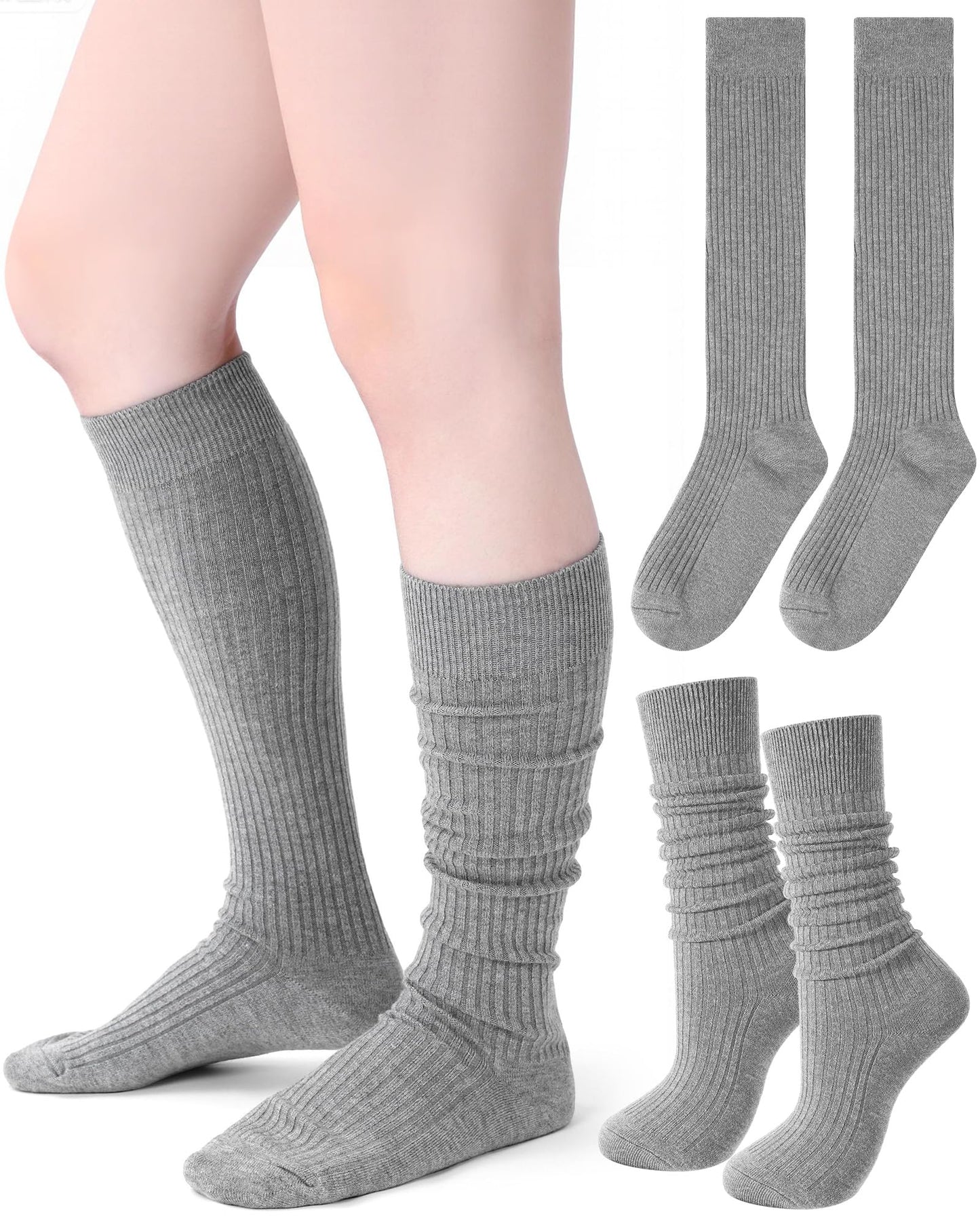 Knee Socks Women - Long Socks - Slouch Socks - Ribbed Socks - Drop-Down Socks - Winter Socks - Cotton - Leg Warmer Effect - High Socks - Warm House Socks - Women's Stockings - Ribbed Socks - Casual - Retro - Multicolor - 5 Pairs - Image 8