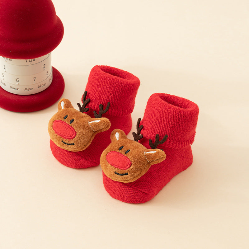 Baby Christmas Socks - Non-Slip Baby Socks - Warm House Socks - First Christmas - Santa Claus - Reindeer - Christmas Tree - Christmas Boots - Winter Booties - Maternity Gift - Christmas Clothes - Cotton Socks - Non-Slip Sole - Christmas Gift - Red Mix - 6 - Image 4