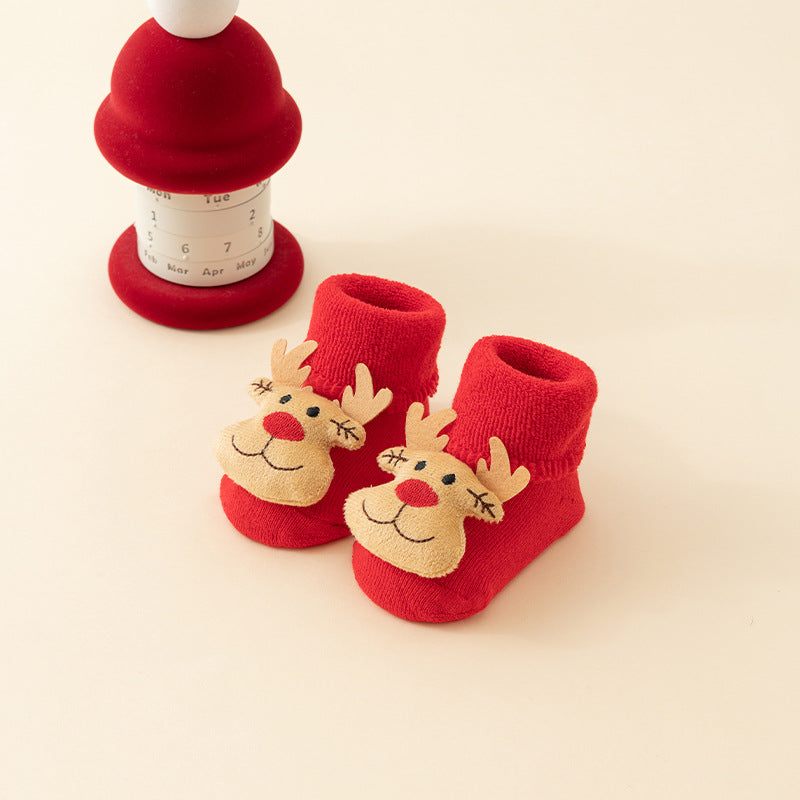 Baby Christmas Socks - Non-Slip Baby Socks - Warm House Socks - First Christmas - Santa Claus - Reindeer - Christmas Tree - Christmas Boots - Winter Booties - Maternity Gift - Christmas Clothes - Cotton Socks - Non-Slip Sole - Christmas Gift - Red Mix - 6 - Image 5