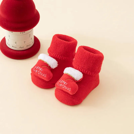 Baby Christmas Socks - Non-Slip Baby Socks - Warm House Socks - First Christmas - Santa Claus - Reindeer - Christmas Tree - Christmas Boots - Winter Booties - Maternity Gift - Christmas Clothes - Cotton Socks - Non-Slip Sole - Christmas Gift - Red Mix - 6 - Image 6