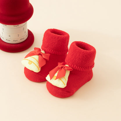 Baby Christmas Socks - Non-Slip Baby Socks - First Christmas - Warm House Socks - Snowman - Reindeer - Christmas Tree - Santa Hat - Christmas Gift - Booties - Winter Clothes - Maternity Gift - 3D Figures - Christmas Outfit - Red Mix - 6 Pairs - Image 3