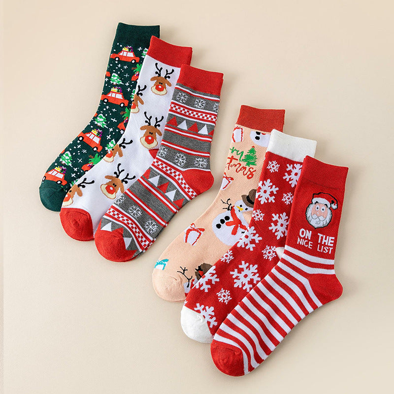Christmas Socks - Ugly Christmas Socks - Funny Socks - Santa Claus - Reindeer - Snowman - Snowflake - Printed Socks - Christmas Gift - Women's Socks - Men's Socks - Cotton - Winter Socks - Christmas Clothing - Multicolor - 6 Pairs - Image 2