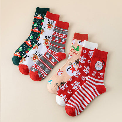 Christmas Socks - Ugly Christmas Socks - Funny Socks - Santa Claus - Reindeer - Snowman - Snowflake - Printed Socks - Christmas Gift - Women's Socks - Men's Socks - Cotton - Winter Socks - Christmas Clothing - Multicolor - 6 Pairs - Image 2