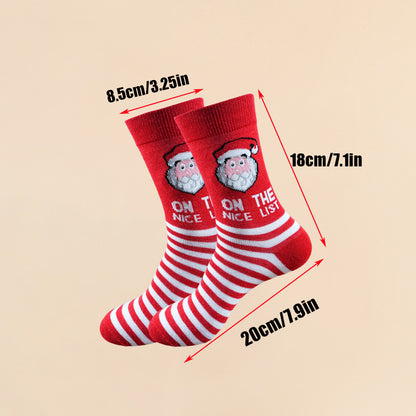 Christmas Socks - Ugly Christmas Socks - Funny Socks - Santa Claus - Reindeer - Snowman - Snowflake - Printed Socks - Christmas Gift - Women's Socks - Men's Socks - Cotton - Winter Socks - Christmas Clothing - Multicolor - 6 Pairs - Image 4