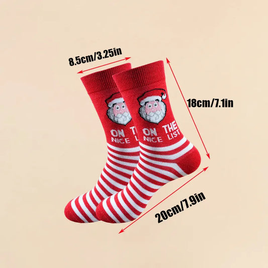 Christmas Socks - Ugly Christmas Socks - Funny Socks - Santa Claus - Reindeer - Snowman - Snowflake - Printed Socks - Christmas Gift - Women's Socks - Men's Socks - Cotton - Winter Socks - Christmas Clothing - Multicolor - 6 Pairs - Image 4