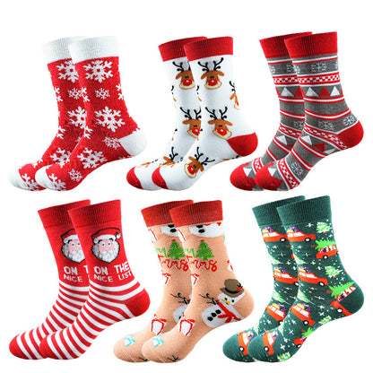 Christmas Socks - Ugly Christmas Socks - Funny Socks - Santa Claus - Reindeer - Snowman - Snowflake - Printed Socks - Christmas Gift - Women's Socks - Men's Socks - Cotton - Winter Socks - Christmas Clothing - Multicolor - 6 Pairs - Image 5