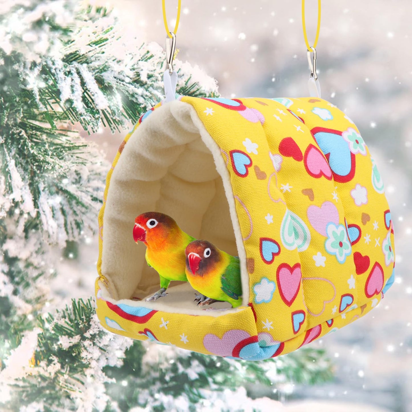 Bird Hammock - Sleeping Nest Bird - Bird Tent - Bird Cage Accessories - Parrot Toys - Parakeet Toys - Hammock - Plush House - Lovebird - Cockatiel - Canary - Sleeping Bag - Yellow - 1 Piece - Image 7