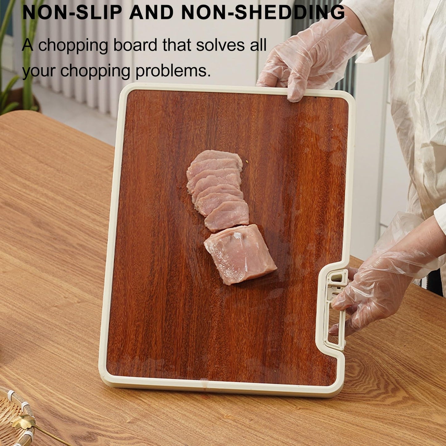 Double-sided cutting board - Serving board - Drinks board - Wooden cutting board - Kitchen board - Cheese board - Bread board - Meat board - Tapas board - Wooden cutting board - Chopping block - Kitchen accessories - Hygienic - Dishwasher safe - Brown - 1 - Image 4