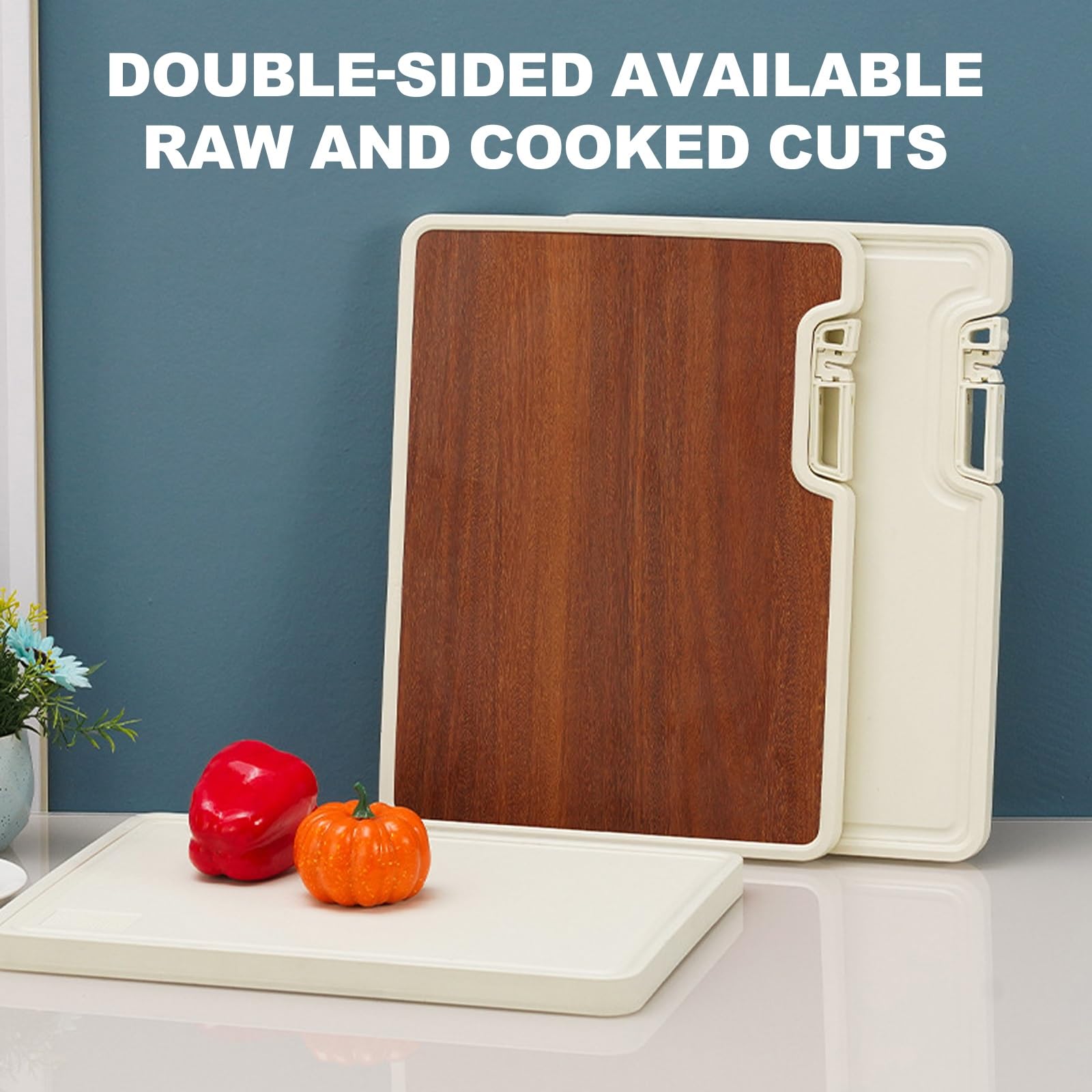 Double-sided cutting board - Serving board - Drinks board - Wooden cutting board - Kitchen board - Cheese board - Bread board - Meat board - Tapas board - Wooden cutting board - Chopping block - Kitchen accessories - Hygienic - Dishwasher safe - Brown - 1 - Image 8
