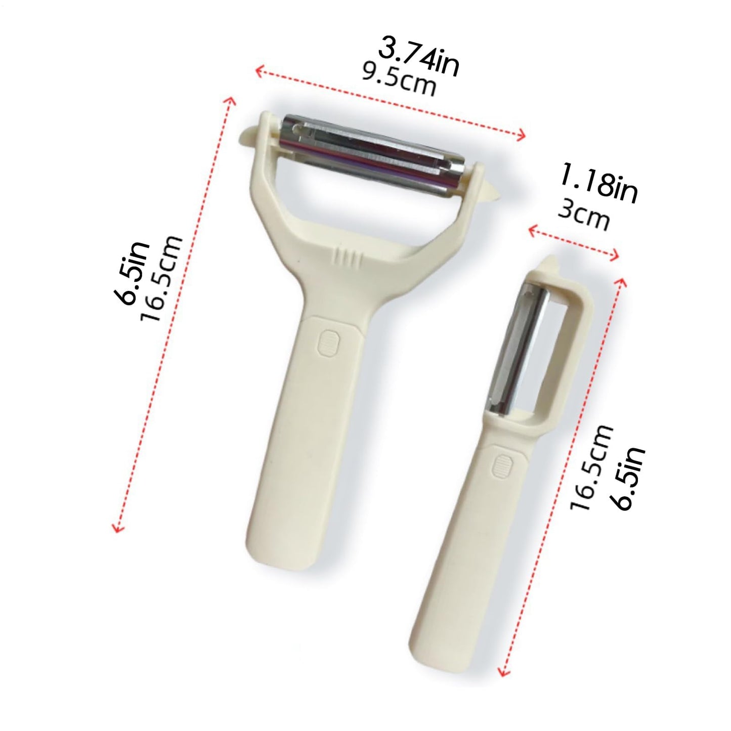 Peeler Set - Potato Peeler - Vegetable Peeler - Asparagus Peeler - Fruit Peeler - Paring Knives - Apple Peeler - Cucumber Peeler - Universal Peeler - Stainless Steel Blade - Kitchen Utensils - Kitchen Tools - Y Peeler - Beige - 2 Pieces - Image 2