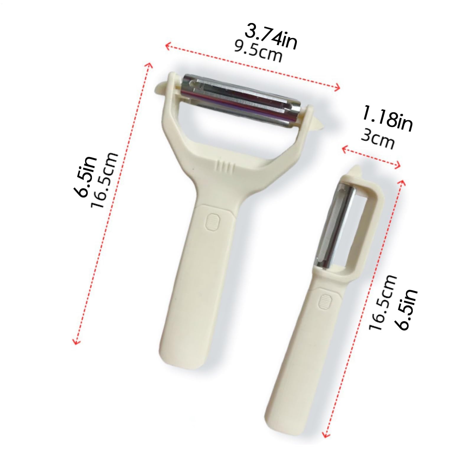 Peeler Set - Potato Peeler - Vegetable Peeler - Asparagus Peeler - Fruit Peeler - Paring Knives - Apple Peeler - Cucumber Peeler - Universal Peeler - Stainless Steel Blade - Kitchen Utensils - Kitchen Tools - Y Peeler - Beige - 2 Pieces - Image 2