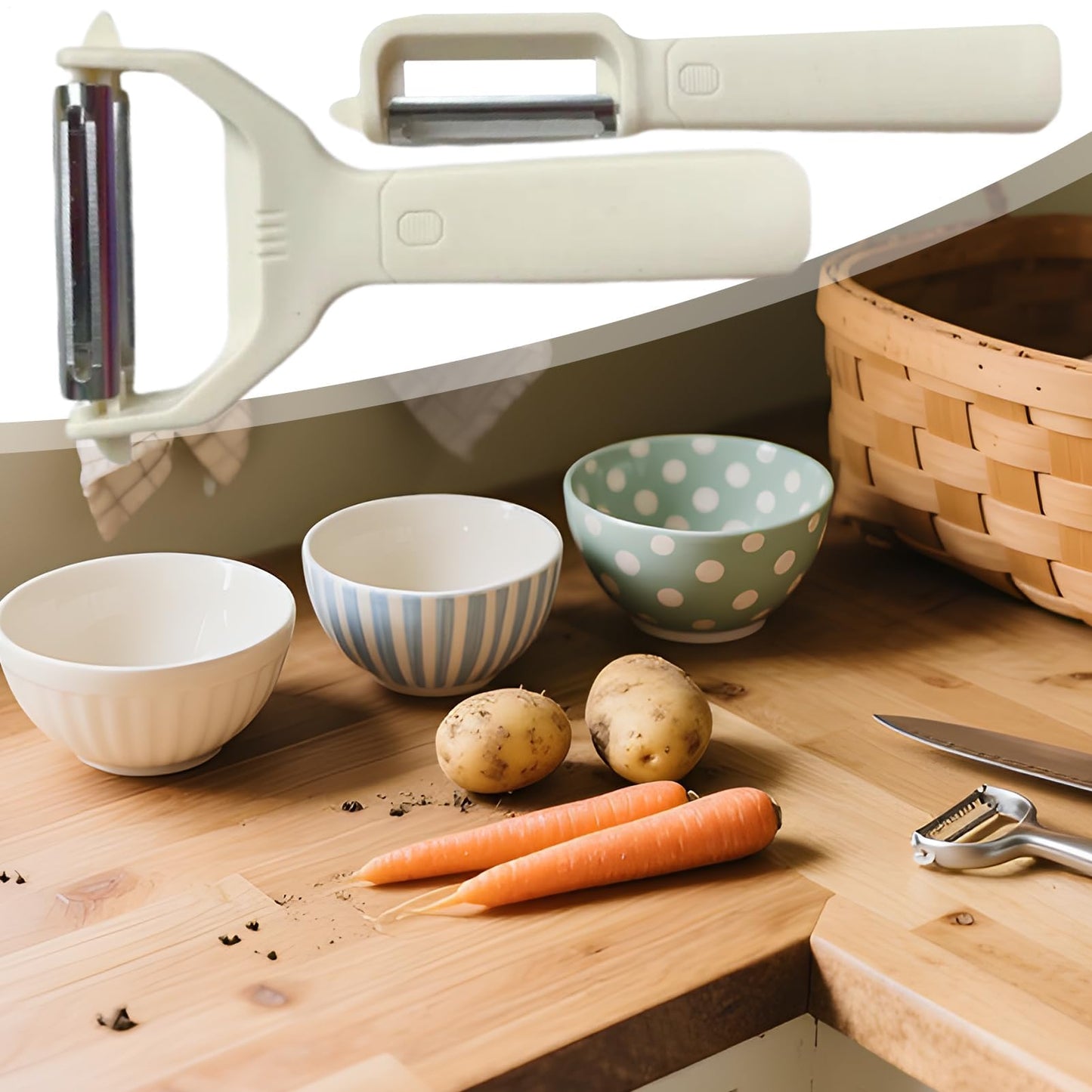 Peeler Set - Potato Peeler - Vegetable Peeler - Asparagus Peeler - Fruit Peeler - Paring Knives - Apple Peeler - Cucumber Peeler - Universal Peeler - Stainless Steel Blade - Kitchen Utensils - Kitchen Tools - Y Peeler - Beige - 2 Pieces - Image 5