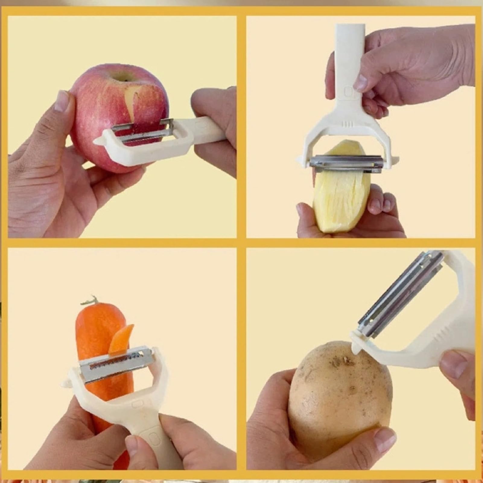 Peeler Set - Potato Peeler - Vegetable Peeler - Asparagus Peeler - Fruit Peeler - Paring Knives - Apple Peeler - Cucumber Peeler - Universal Peeler - Stainless Steel Blade - Kitchen Utensils - Kitchen Tools - Y Peeler - Beige - 2 Pieces - Image 6