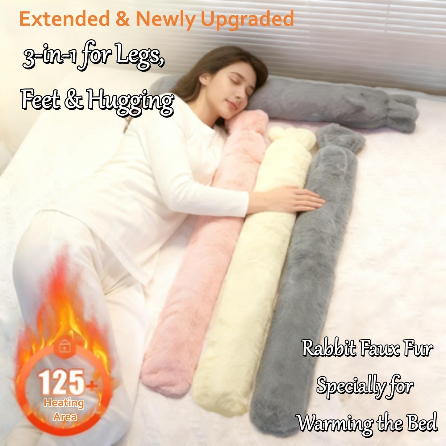 Long Hot Water Bottle - Hot Water Bottle - Hot Water Bottle with Cover - Neck Hot Bottle - Shoulder Hot Bottle - XXL Hot Bottle - Soft Hot Bottle - Bed Hot Bottle - Body Hot Bottle - Heating Bottle - Faux Fur - Imitation Fur - Winter Accessories - Gift fo - Image 4