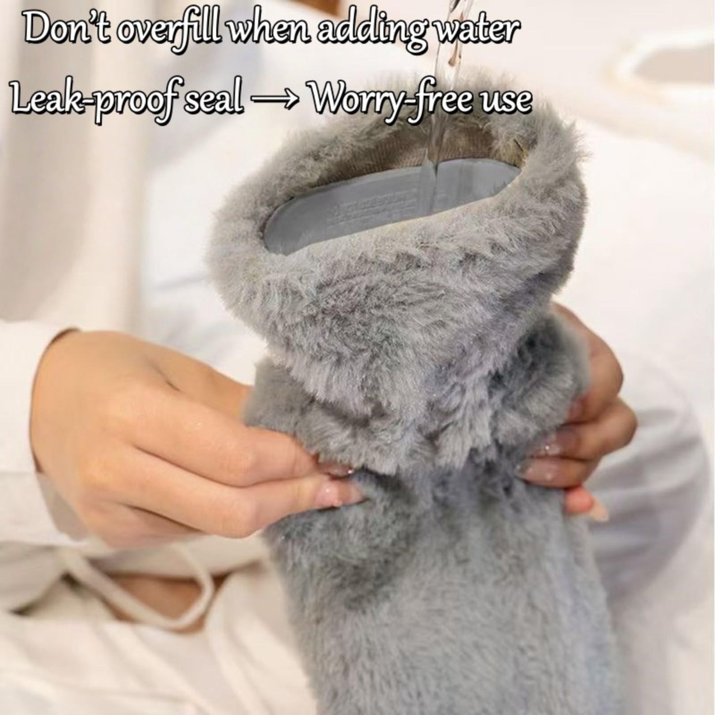 Long Hot Water Bottle - Hot Water Bottle - Hot Water Bottle with Cover - Neck Hot Bottle - Shoulder Hot Bottle - XXL Hot Bottle - Soft Hot Bottle - Bed Hot Bottle - Body Hot Bottle - Heating Bottle - Faux Fur - Imitation Fur - Winter Accessories - Gift fo - Image 5