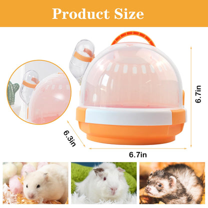 Hamster Cage - Rodent Transport Box - Hamster Cage - Travel Basket - Transport Box - Mouse Cage - Dwarf Hamster - With Drinking Bottle - Gerbil - Guinea Pig - Rat Cage - Portable Cage - Pet Supplies - Orange - 1 Piece - Image 2