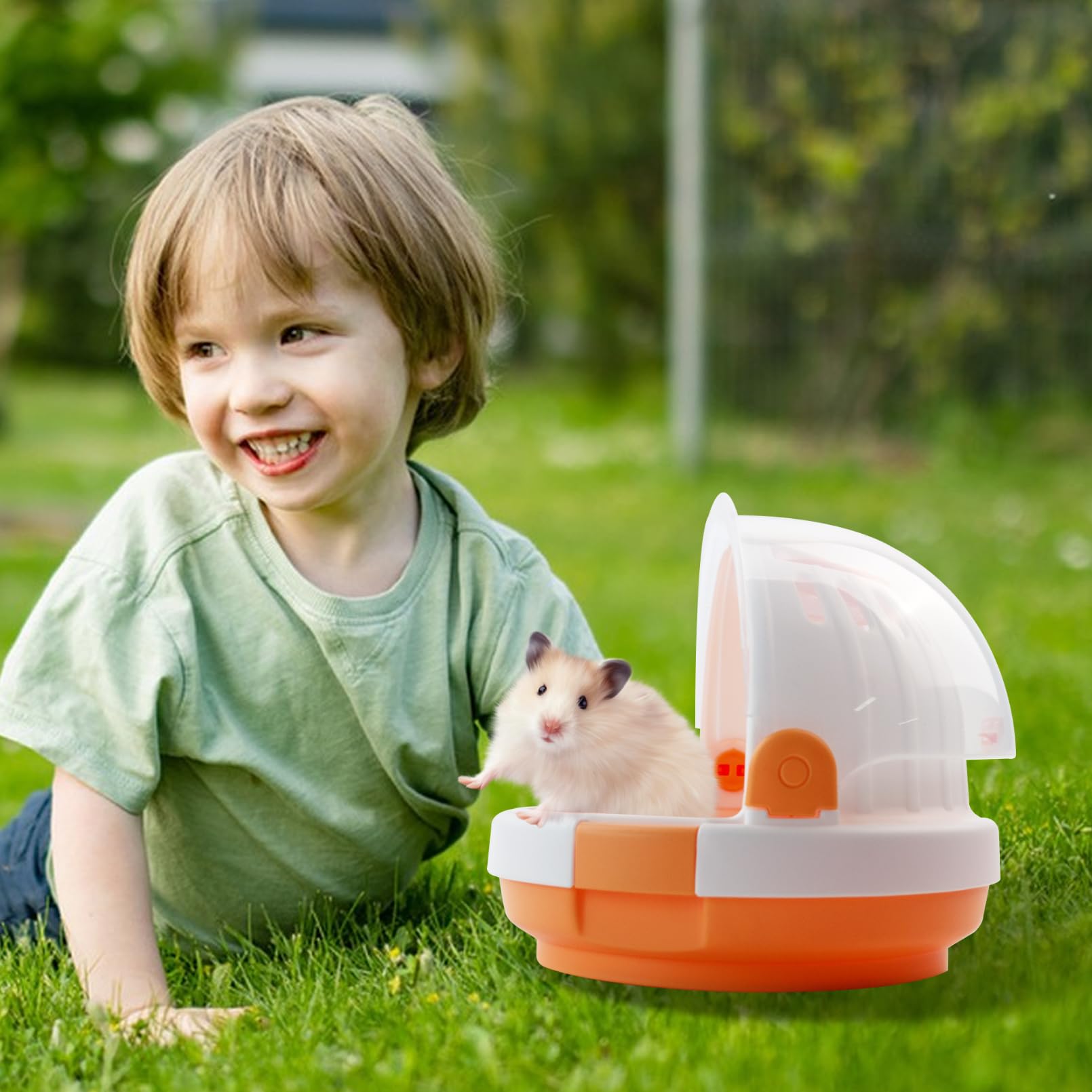 Hamster Cage - Rodent Transport Box - Hamster Cage - Travel Basket - Transport Box - Mouse Cage - Dwarf Hamster - With Drinking Bottle - Gerbil - Guinea Pig - Rat Cage - Portable Cage - Pet Supplies - Orange - 1 Piece - Image 6