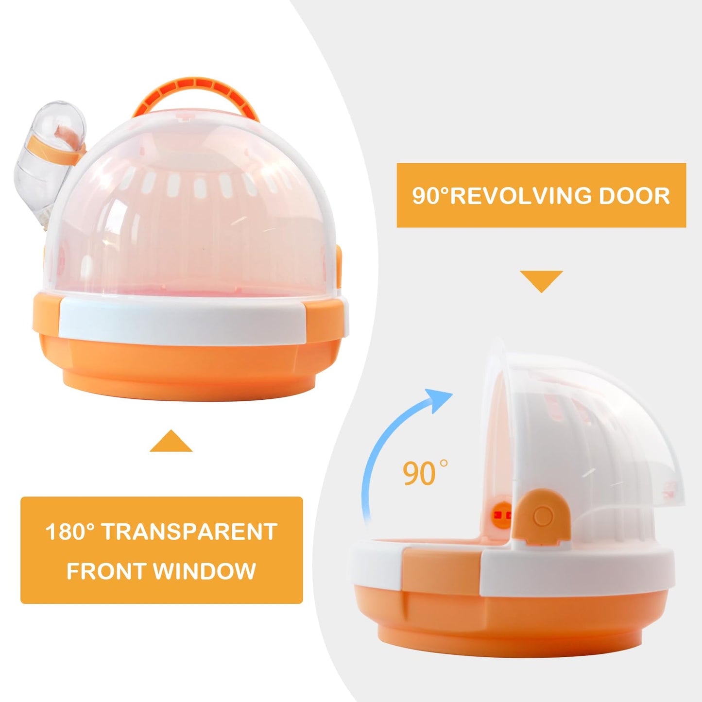 Hamster Cage - Rodent Transport Box - Hamster Cage - Travel Basket - Transport Box - Mouse Cage - Dwarf Hamster - With Drinking Bottle - Gerbil - Guinea Pig - Rat Cage - Portable Cage - Pet Supplies - Orange - 1 Piece - Image 7