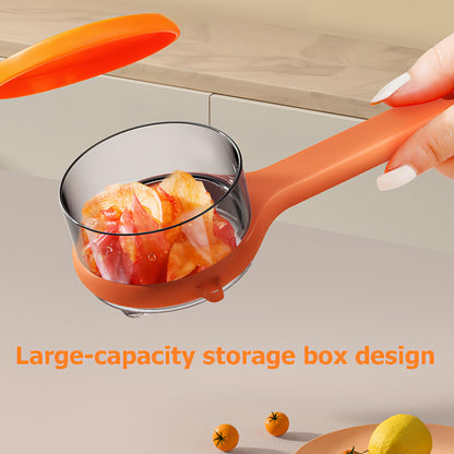 Peeler with collecting tray - Potato peeler - Vegetable peeler - Fruit peeler - Paring knife - Apple peeler - Cucumber peeler - Kitchen utensils - Peeler with container - Kitchen tools - Asparagus peeler - Stainless steel - Peeling knife - Orange - 1 piec - Image 3