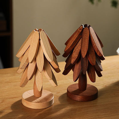 Wooden Coasters - Pan Coasters - Tree Coasters - Table Decoration - Home Accessories - Kitchen Accessories - Heat Resistant Coasters - Design Coasters - Wooden Decoration - Coasters - Glass Coasters - Brown - 2 Pieces - Image 3