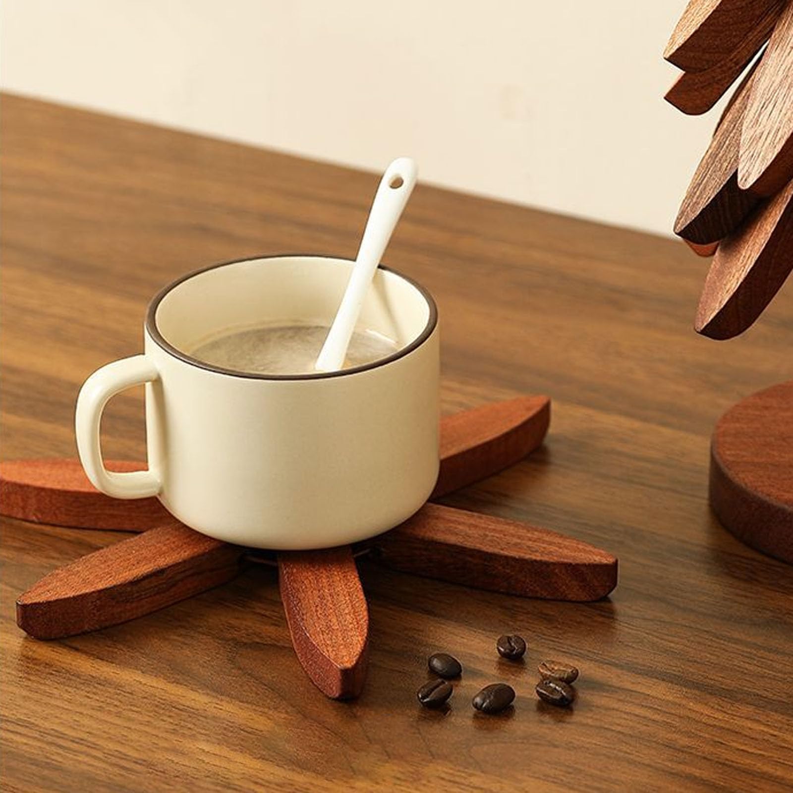 Wooden Coasters - Pan Coasters - Tree Coasters - Table Decoration - Home Accessories - Kitchen Accessories - Heat Resistant Coasters - Design Coasters - Wooden Decoration - Coasters - Glass Coasters - Brown - 2 Pieces - Image 7