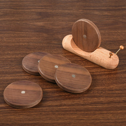 Wooden Coasters - Glass Coasters - Coasters - Coasters with Holder - Table Decoration - Snail - Home Accessories - Glass Coasters - Wooden Decoration - Kitchen Accessories - Design Coasters - Home Gift - Brown - 5 Pieces - Image 5